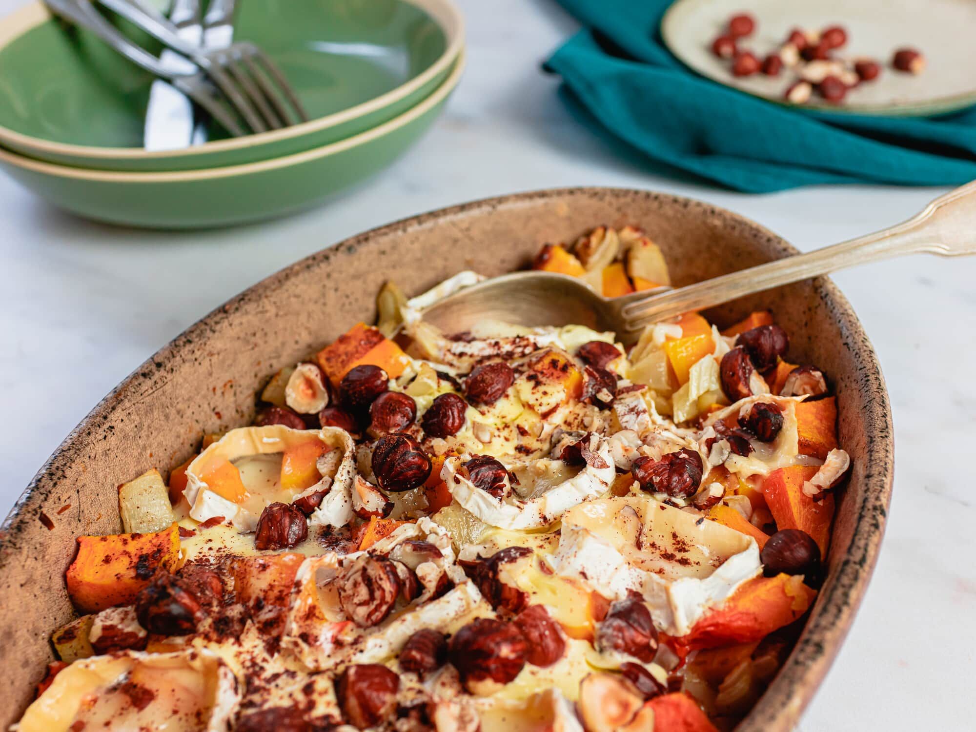 Gratin de courge aux oignons et au fromage de chèvre